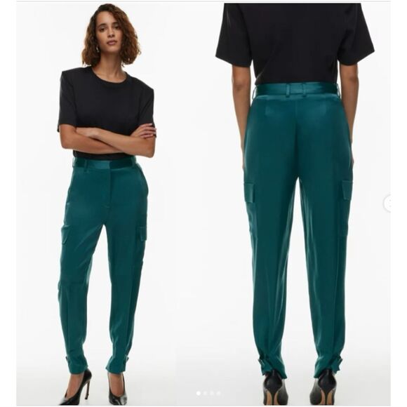 Aritzia Babaton Refined Satin Cargo Pants in Deep Pandora Size 0 - Picture 1 of 5